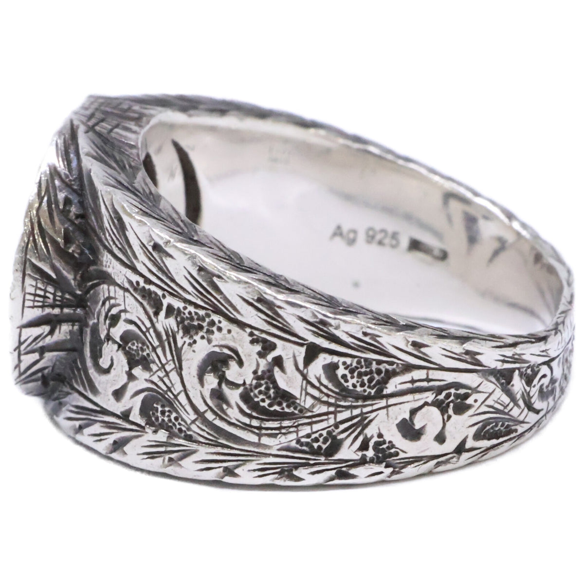 GUCCI Ag925 Interlocking G Arabesque Ring Silver Size JP 22