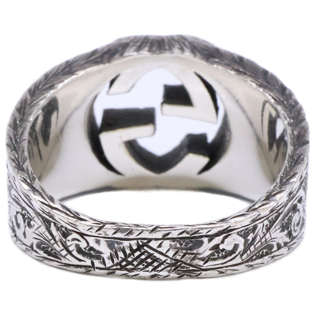 GUCCI Ag925 Interlocking G Arabesque Ring Silver Size JP 22