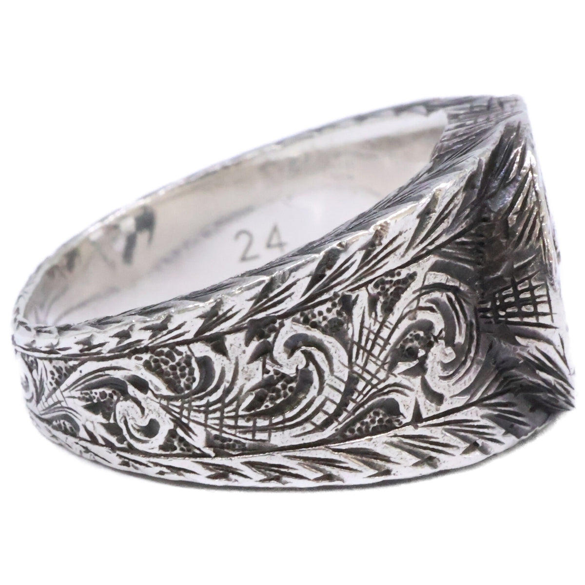 GUCCI Ag925 Interlocking G Arabesque Ring Silver Size JP 22