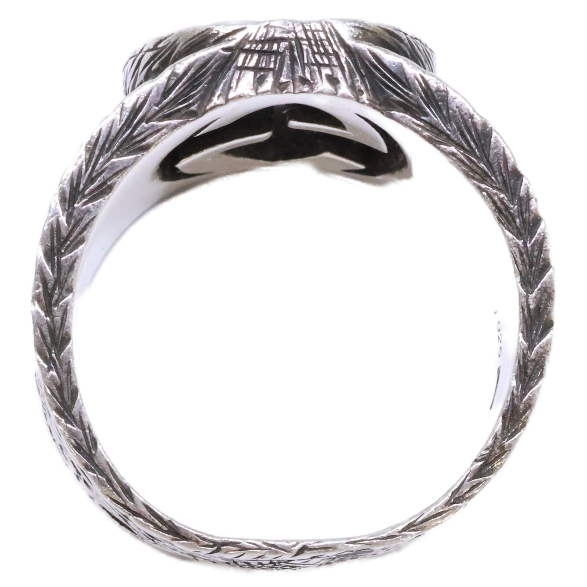 GUCCI Ag925 Interlocking G Arabesque Ring Silver Size JP 22