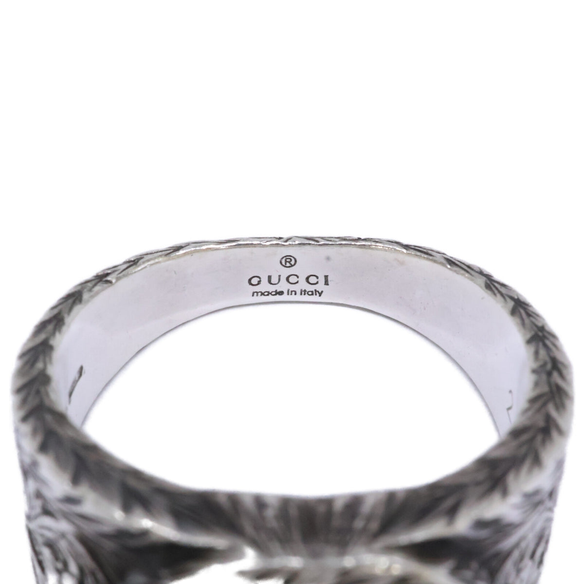 GUCCI Ag925 Interlocking G Arabesque Ring Silver Size JP 22