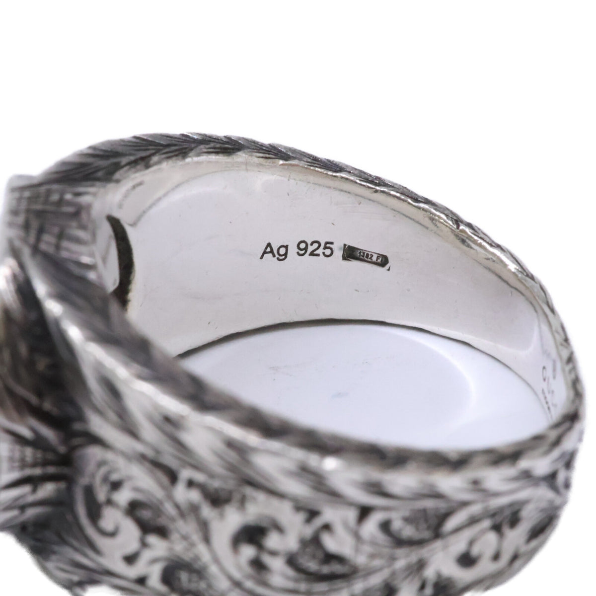 GUCCI Ag925 Interlocking G Arabesque Ring Silver Size JP 22