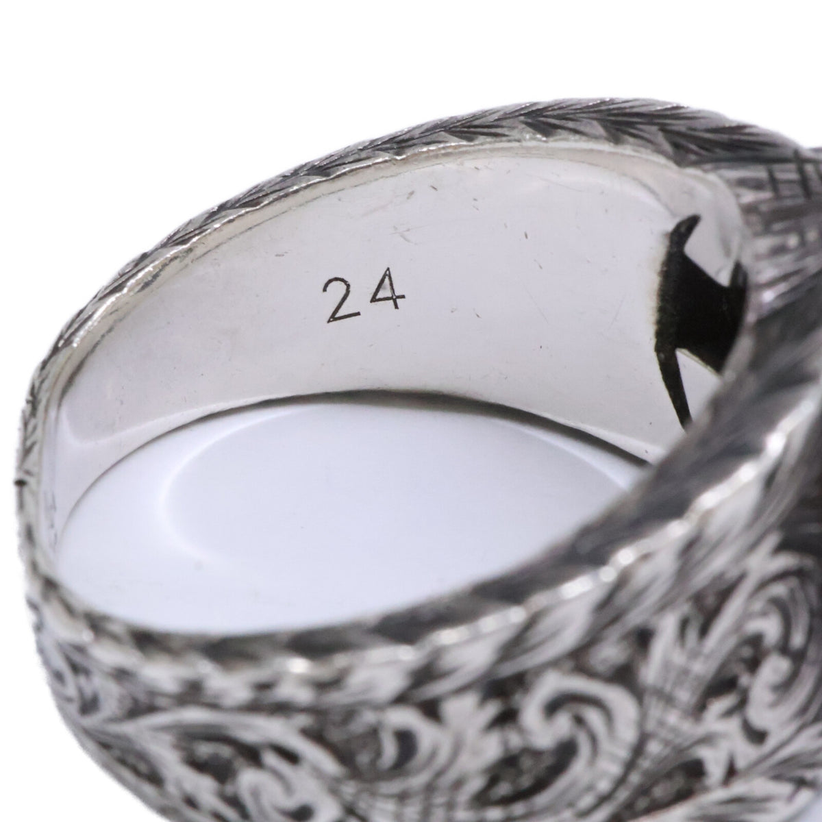 GUCCI Ag925 Interlocking G Arabesque Ring Silver Size JP 22