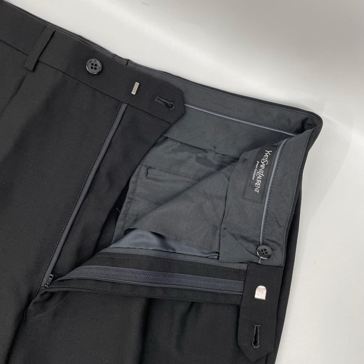 YvesSaintLaurent 2-Tuck Wool Pants Black Size 82