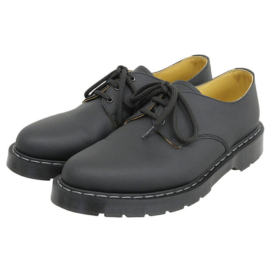 SOLOVAIR Grain Calf Gibson Leather Shoes Black Sneakers Size UK 6