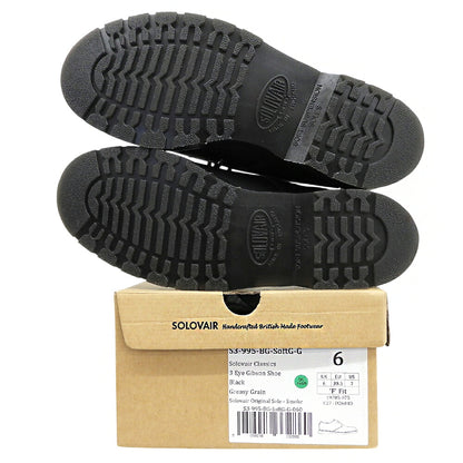 SOLOVAIR Grain Calf Gibson Leather Shoes Black Sneakers Size UK 6