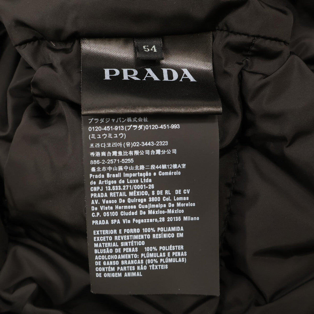 PRADA SGY091 Triangle Logo Down Jacket Black Size 54