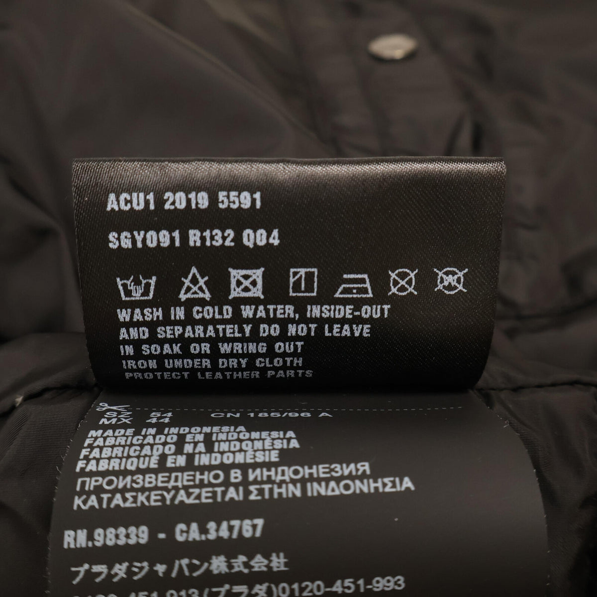 PRADA SGY091 Triangle Logo Down Jacket Black Size 54