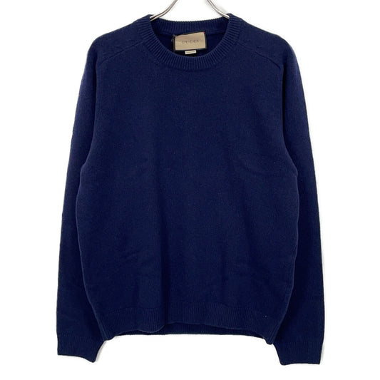 GUCCI Wool Patch Knit Sweater Navy Size L