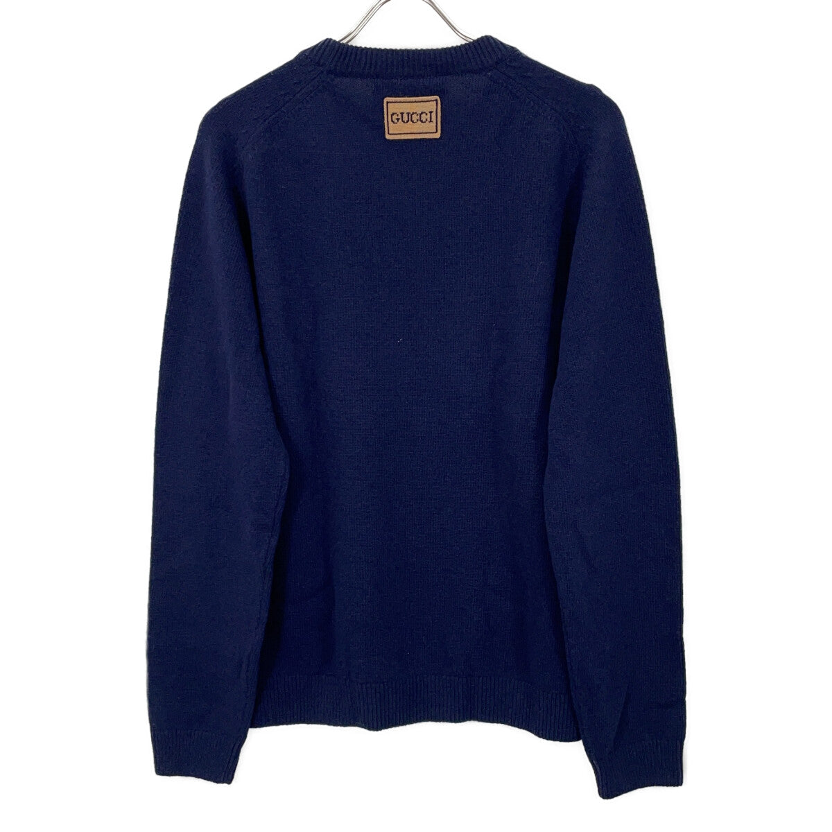 GUCCI Wool Patch Knit Sweater Navy Size L