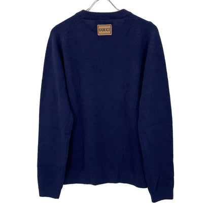 GUCCI Wool Patch Knit Sweater Navy Size L