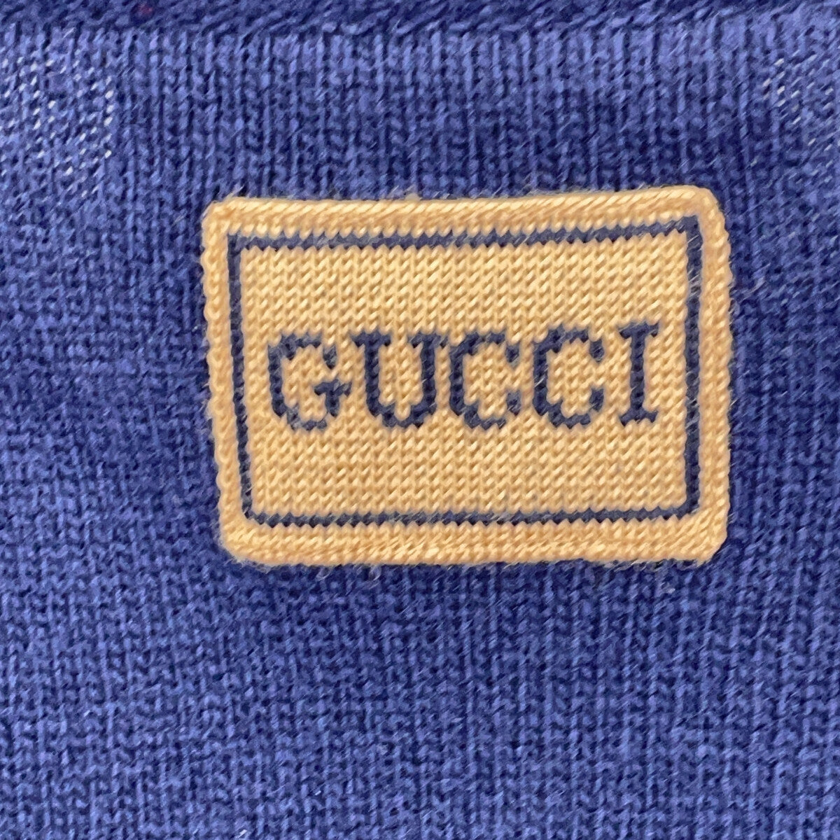 GUCCI Wool Patch Knit Sweater Navy Size L