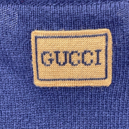 GUCCI Wool Patch Knit Sweater Navy Size L