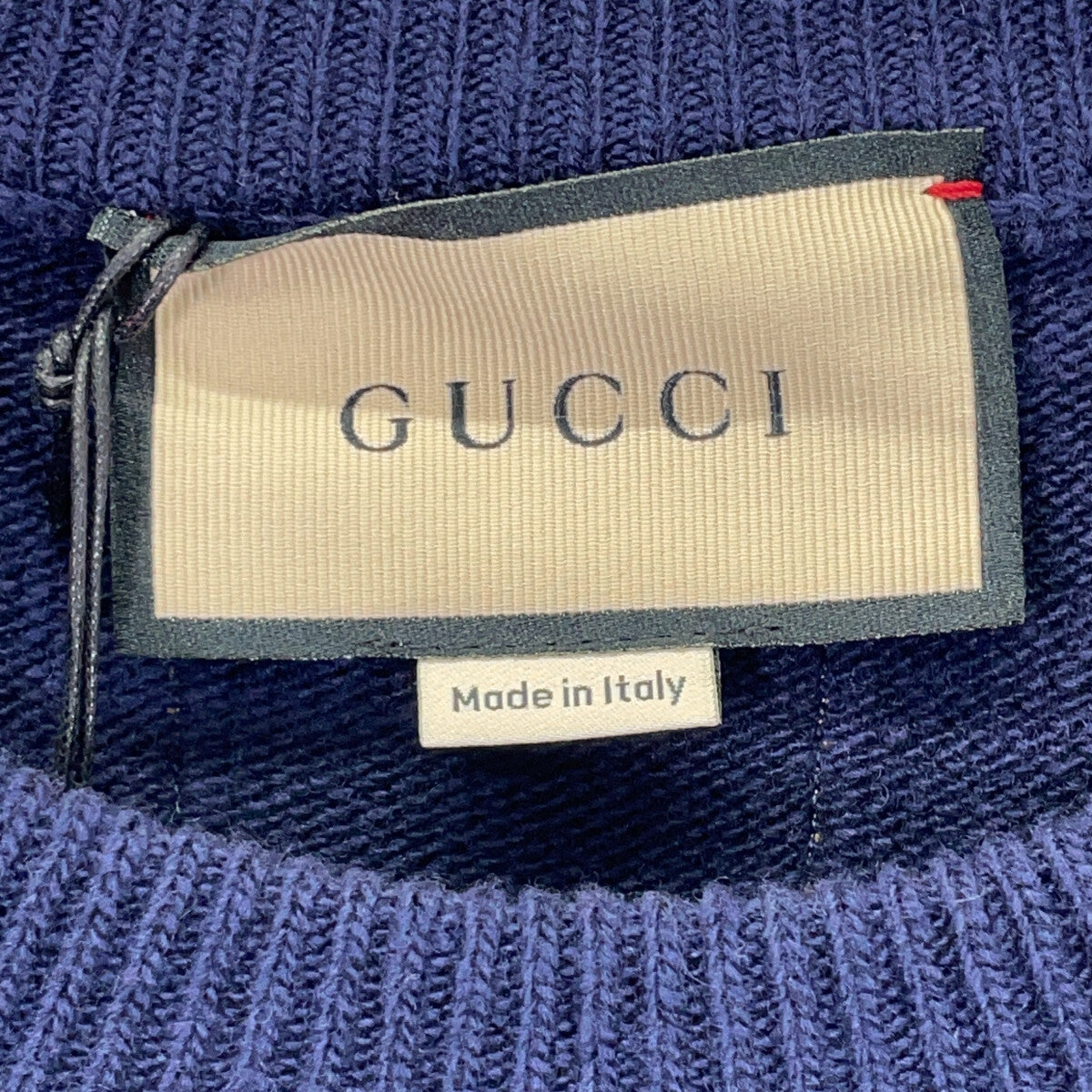 GUCCI Wool Patch Knit Sweater Navy Size L