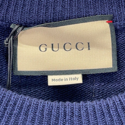 GUCCI Wool Patch Knit Sweater Navy Size L