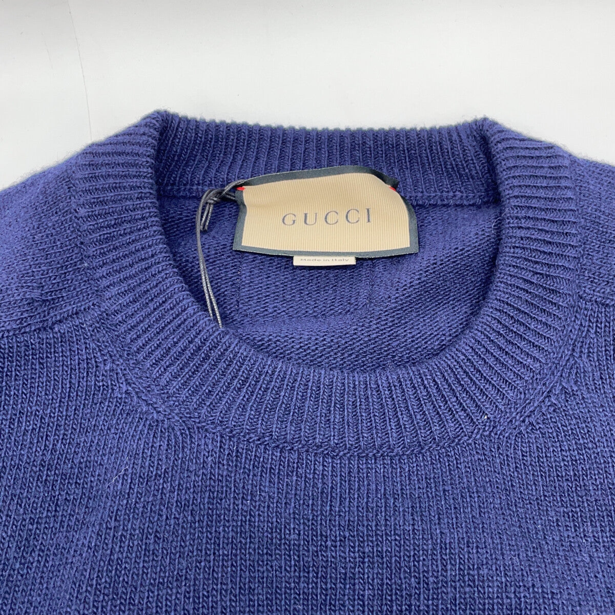 GUCCI Wool Patch Knit Sweater Navy Size L