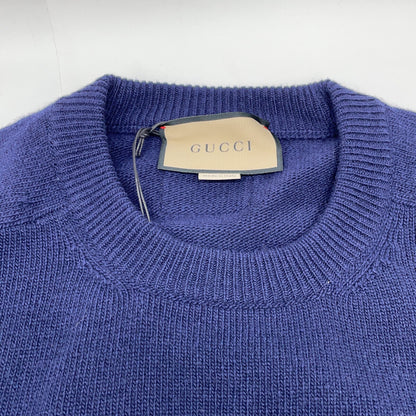 GUCCI Wool Patch Knit Sweater Navy Size L