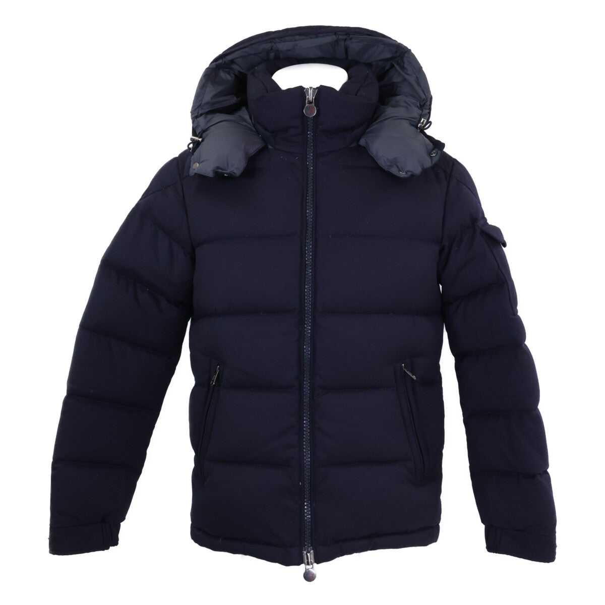 MONCLER MONTGENEVRE Hooded Wool Down Jacket Navy Size 1