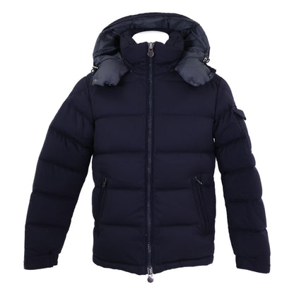 MONCLER MONTGENEVRE Hooded Wool Down Jacket Navy Size 1