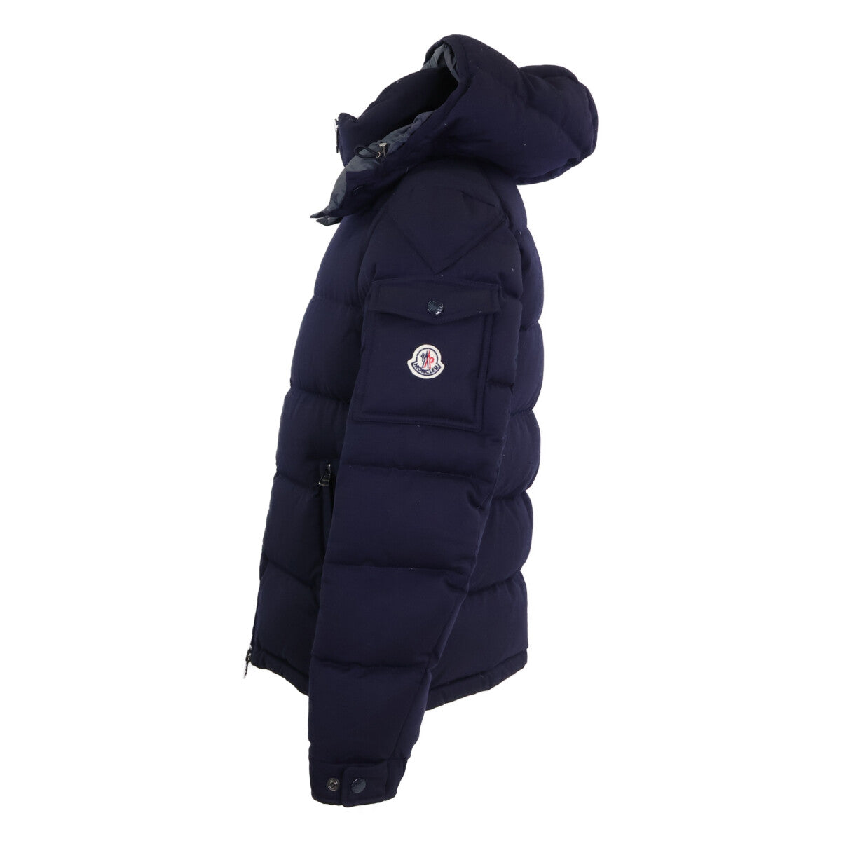 MONCLER MONTGENEVRE Hooded Wool Down Jacket Navy Size 1