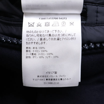 MONCLER MONTGENEVRE Hooded Wool Down Jacket Navy Size 1