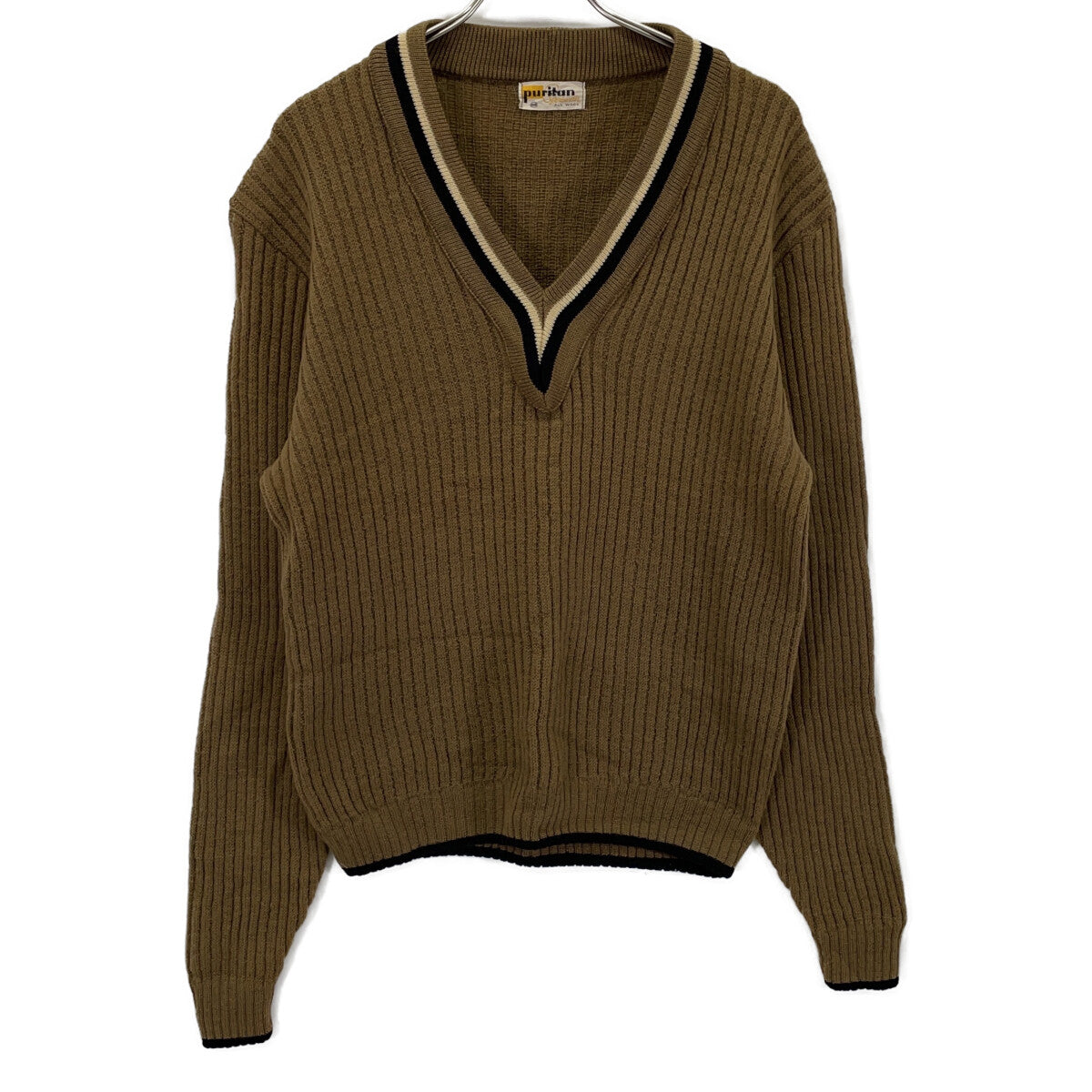 VINTAGE PURITAN 50s 60s V-Neck Pullover Brown Size 44