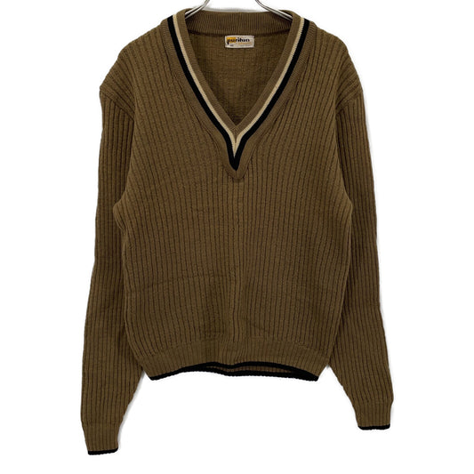 VINTAGE PURITAN 50s 60s V-Neck Pullover Brown Size 44