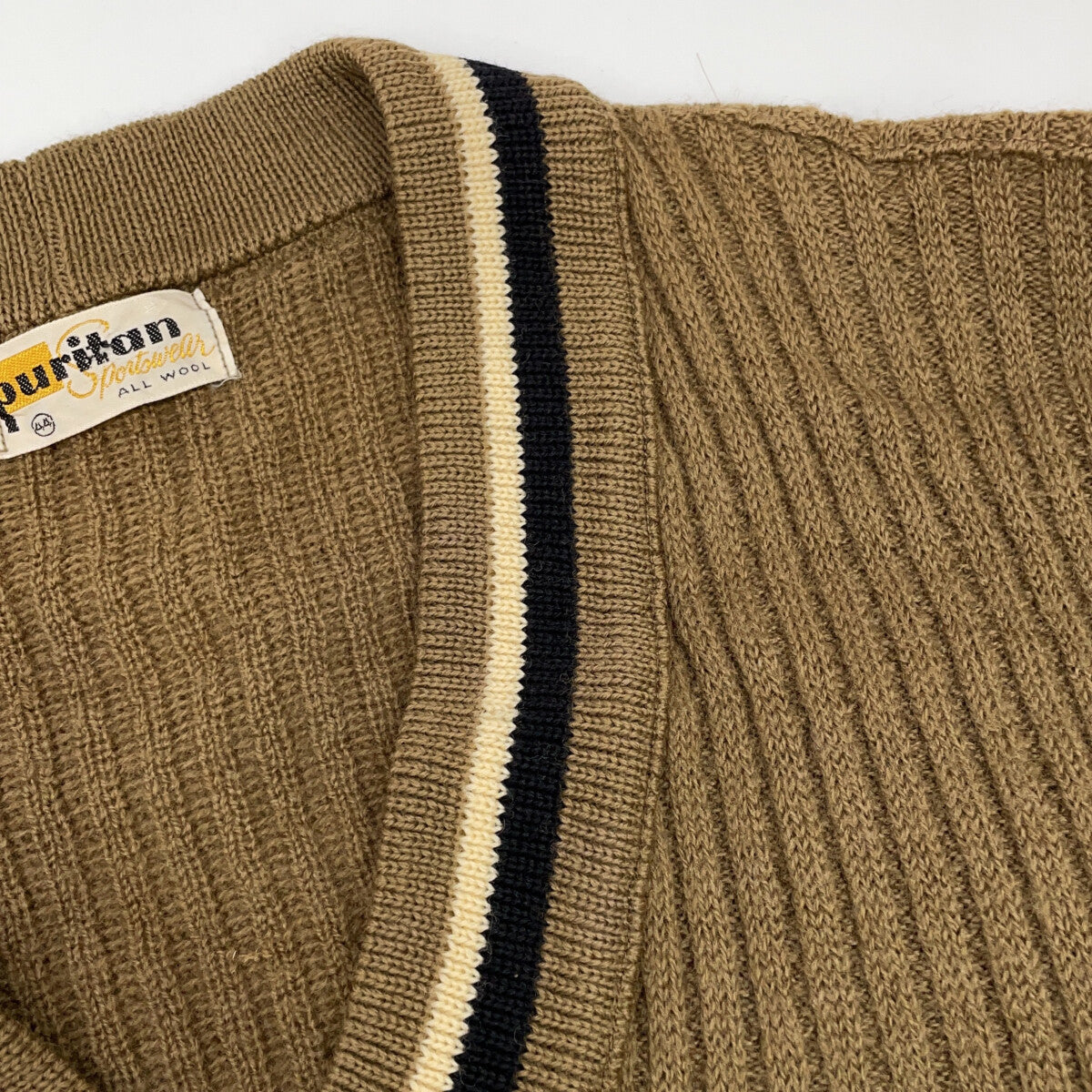 VINTAGE PURITAN 50s 60s V-Neck Pullover Brown Size 44