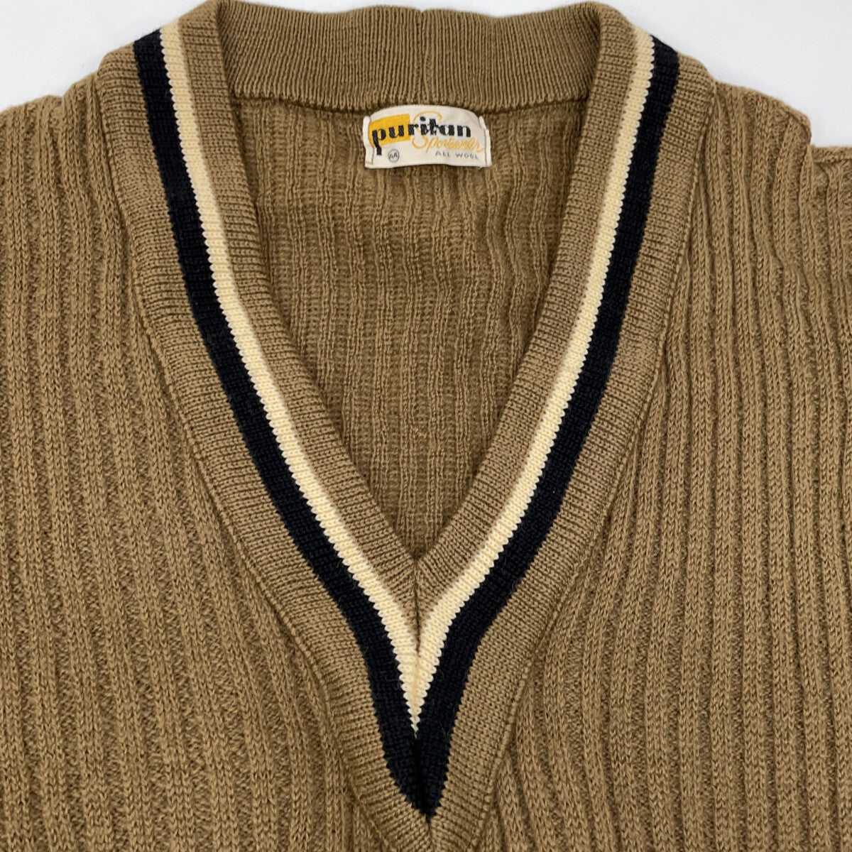 VINTAGE PURITAN 50s 60s V-Neck Pullover Brown Size 44