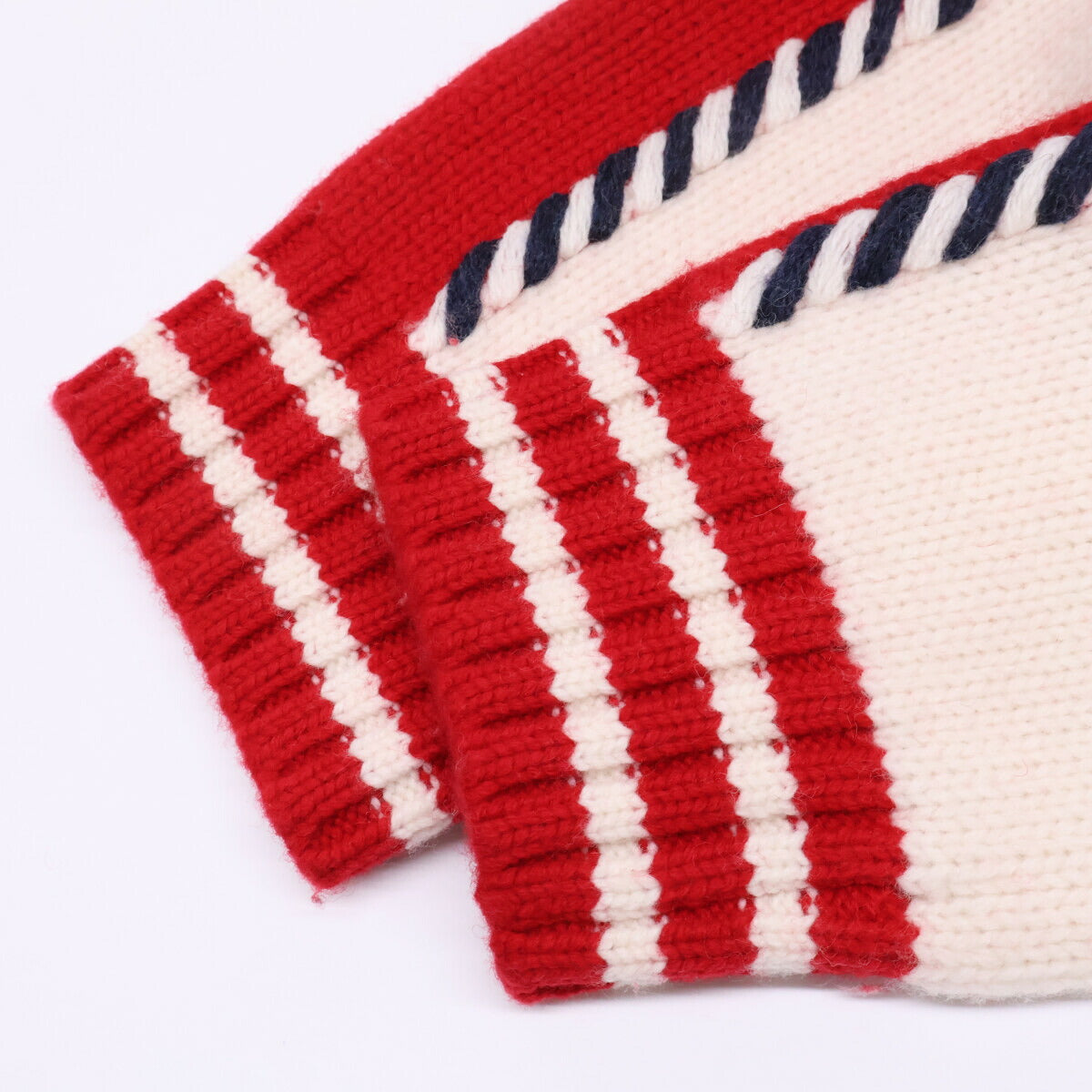 EVISU Red Relaxed Fit Henohenomoheji Knit Sweater Size M