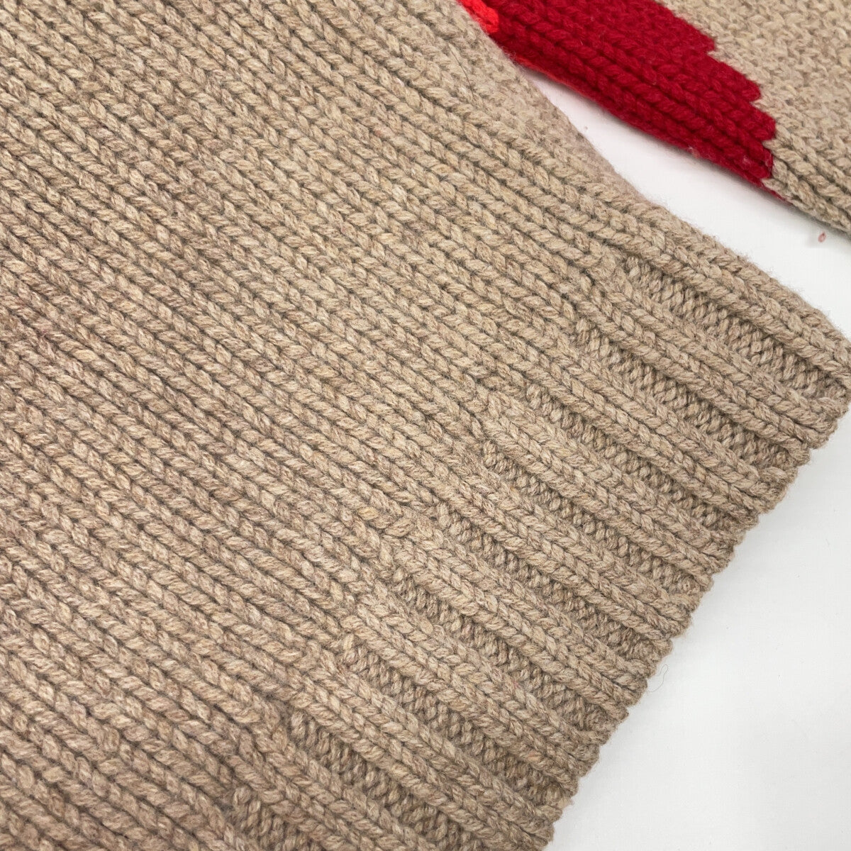 J.W.Anderson Gothic Logo Chunky Knit Hoodie Beige/Red