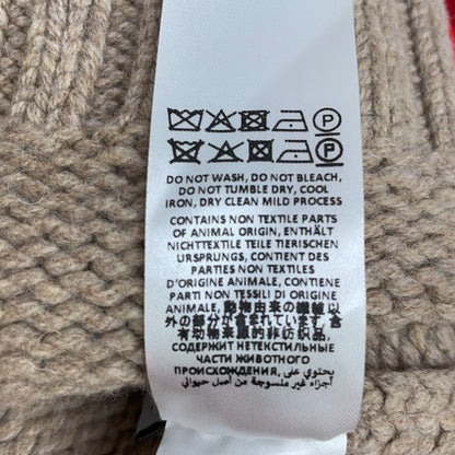 J.W.Anderson Gothic Logo Chunky Knit Hoodie Beige/Red