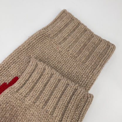 J.W.Anderson Gothic Logo Chunky Knit Hoodie Beige/Red