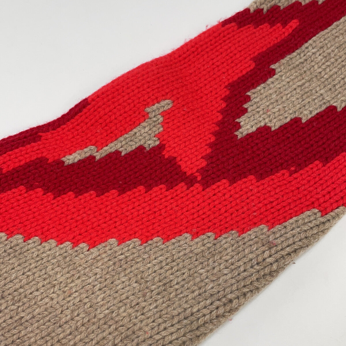J.W.Anderson Gothic Logo Chunky Knit Hoodie Beige/Red