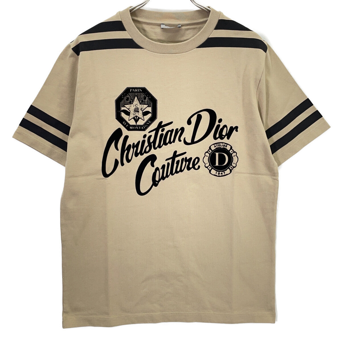 DIOR Cotton Print T-Shirt Beige 483J636B0554 Size S