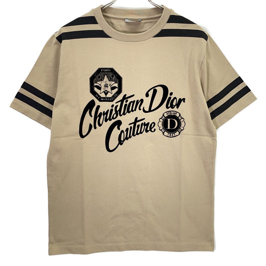 DIOR Cotton Print T-Shirt Beige 483J636B0554 Size S