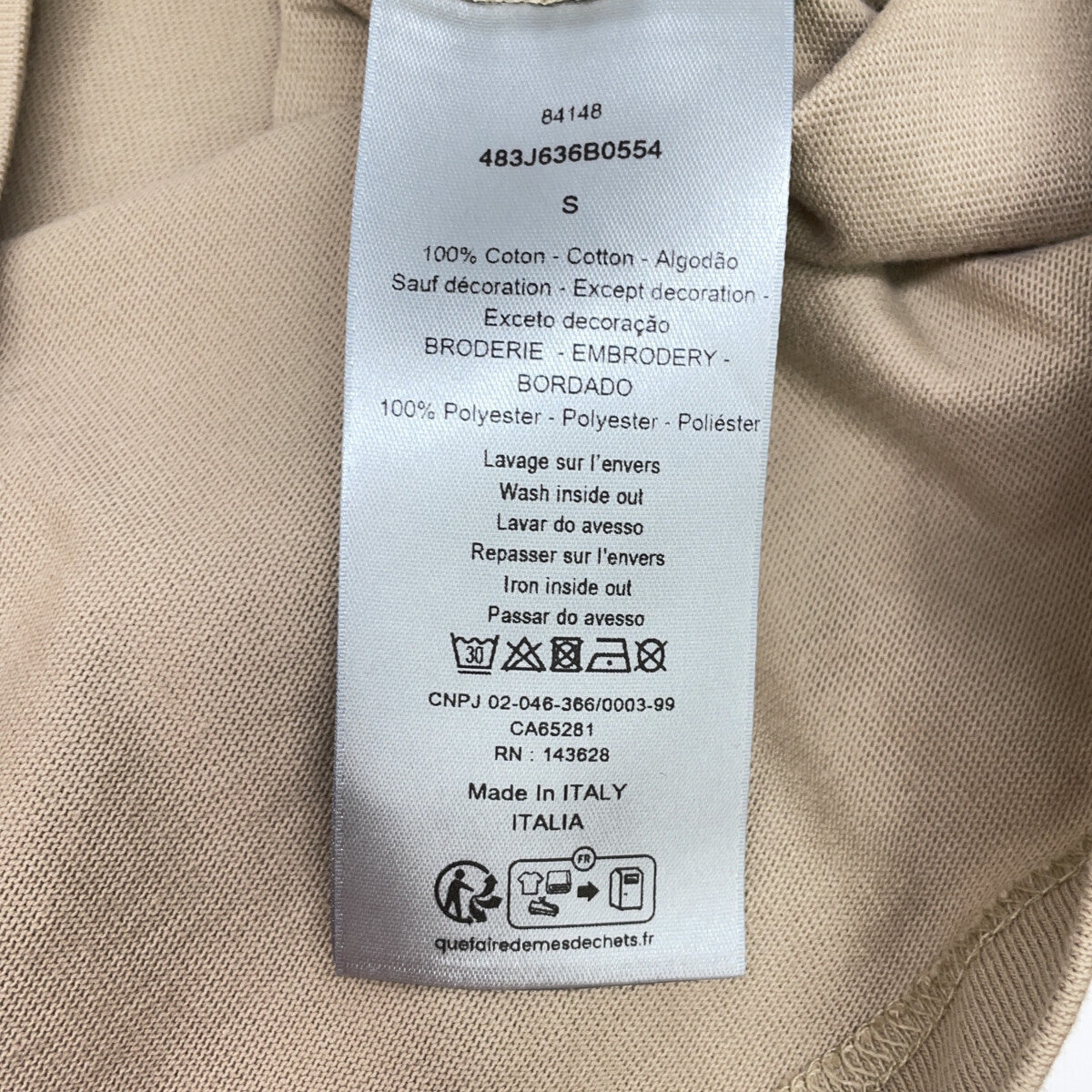 DIOR Cotton Print T-Shirt Beige 483J636B0554 Size S