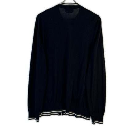 HERMES Cashmere Zip Cardigan Black Size XL