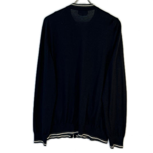 HERMES Cashmere Zip Cardigan Black Size XL