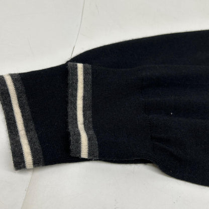 HERMES Cashmere Zip Cardigan Black Size XL