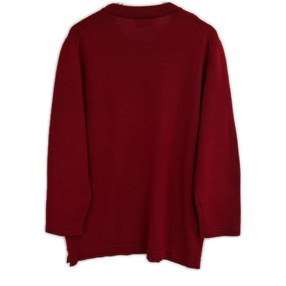 HERMES Side Zip Wool Knit Sweater Red