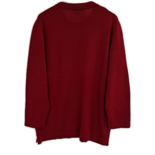 HERMES Side Zip Wool Knit Sweater Red