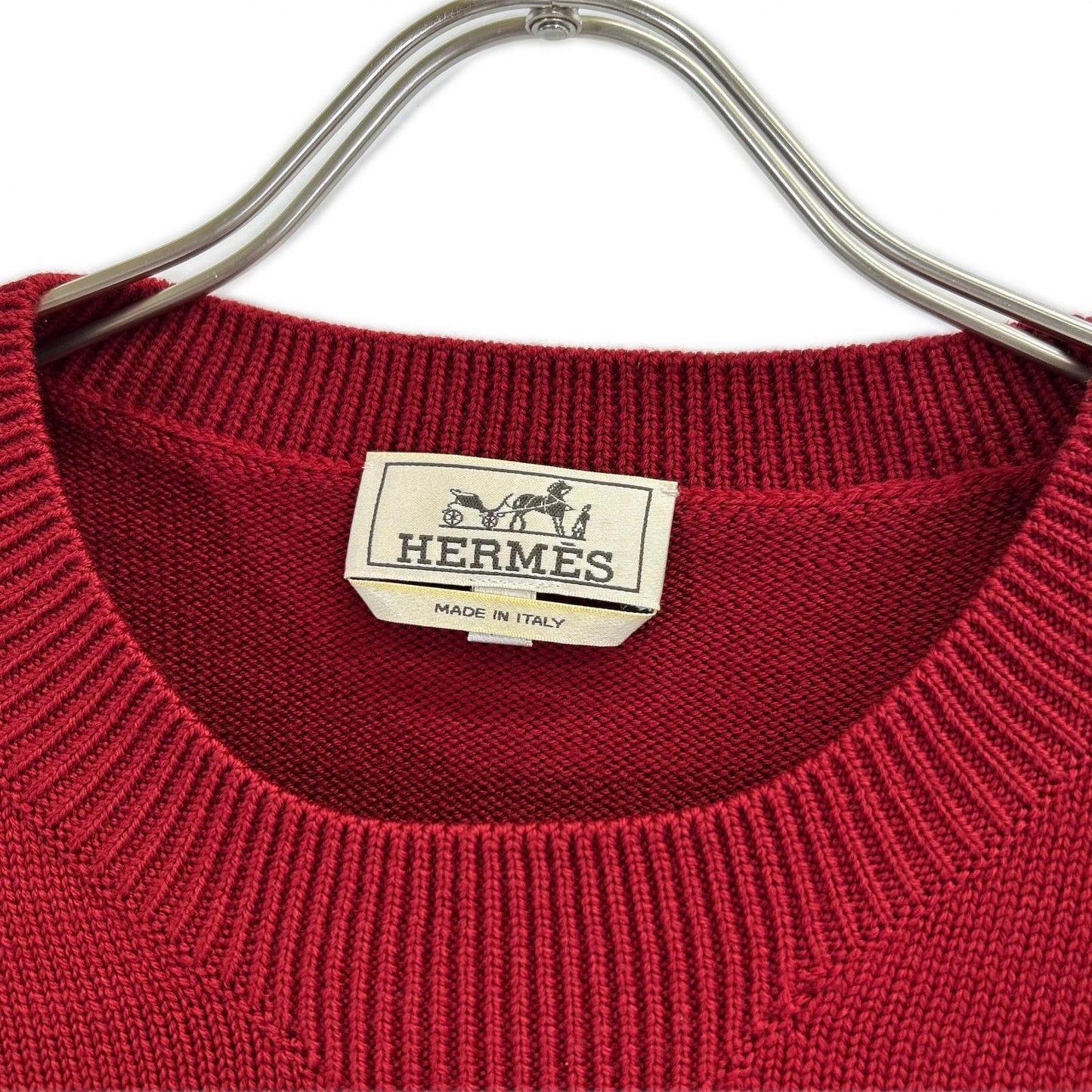 HERMES Side Zip Wool Knit Sweater Red