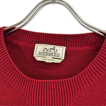 HERMES Side Zip Wool Knit Sweater Red