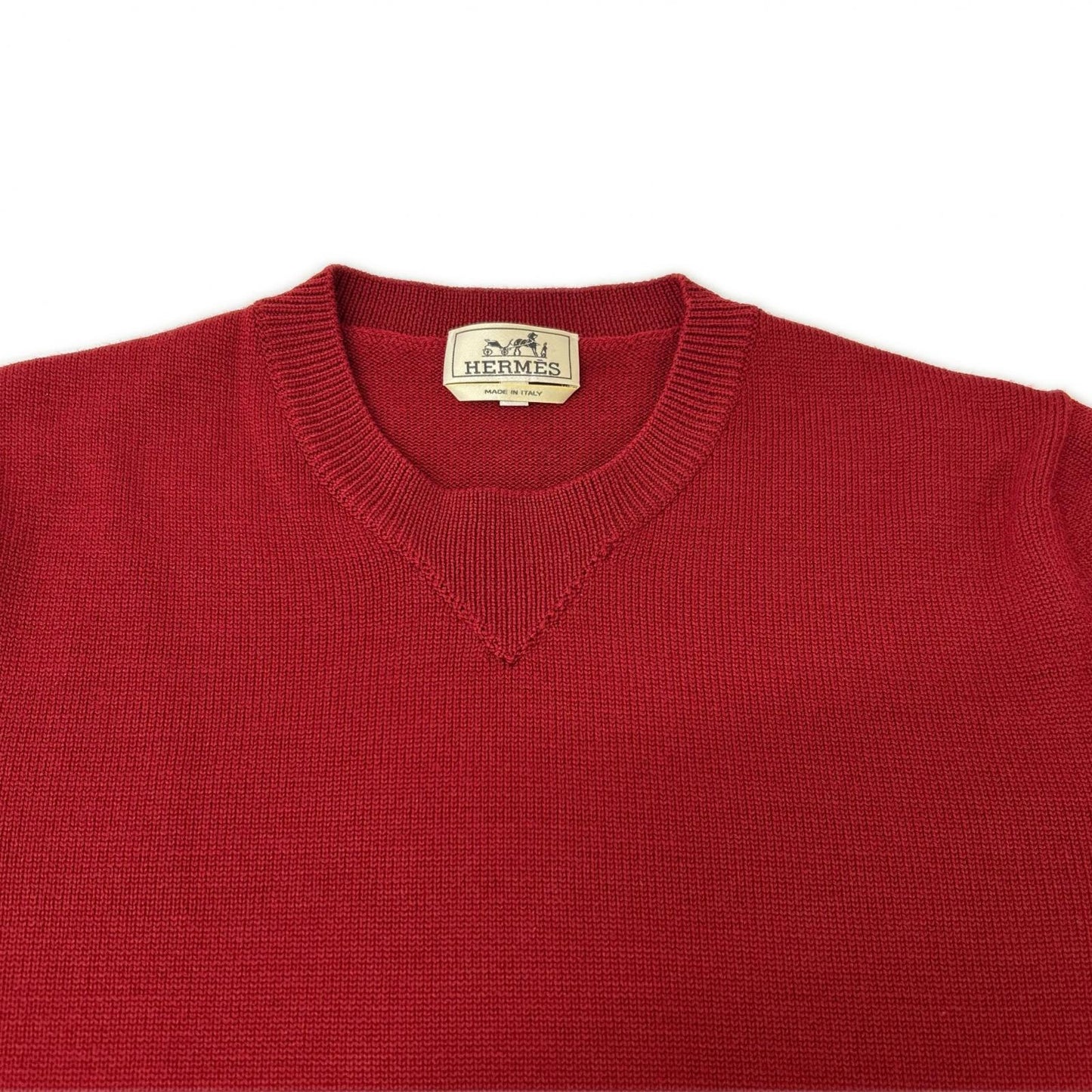 HERMES Side Zip Wool Knit Sweater Red