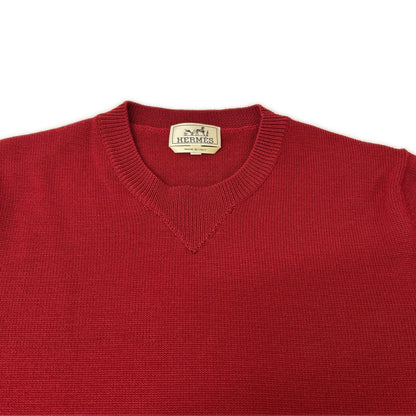HERMES Side Zip Wool Knit Sweater Red