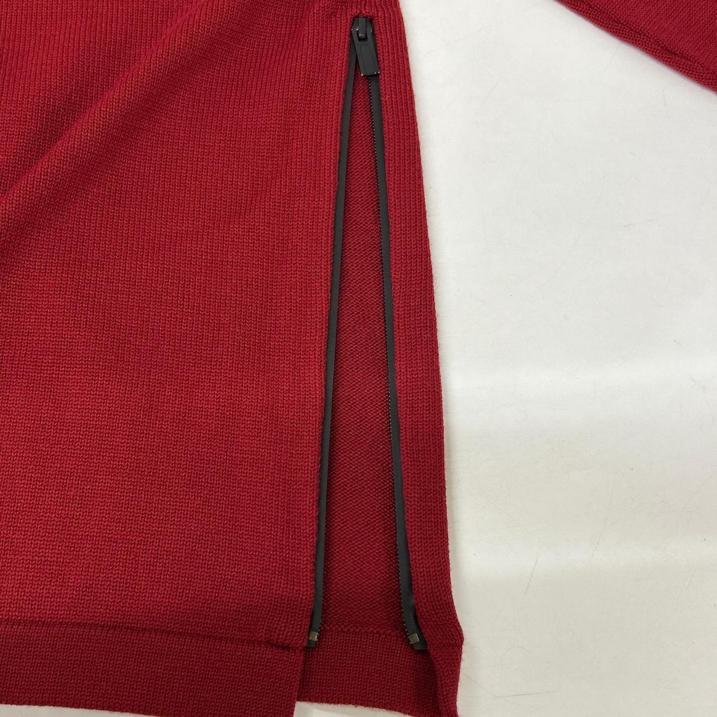 HERMES Side Zip Wool Knit Sweater Red