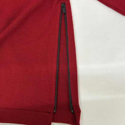 HERMES Side Zip Wool Knit Sweater Red
