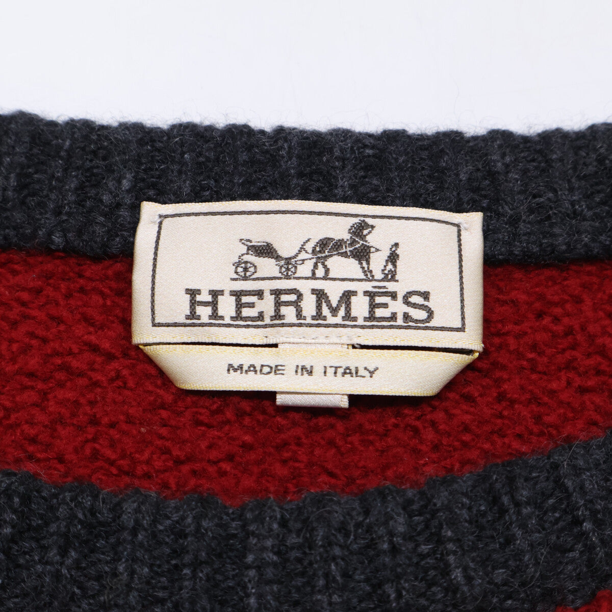 HERMES Bicolor Cashmere Blend Crew Neck Sweater Multi Size L