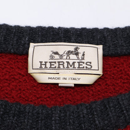 HERMES Bicolor Cashmere Blend Crew Neck Sweater Multi Size L